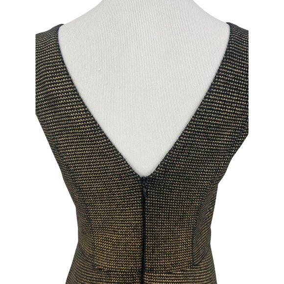 Vtg Anthropologie Black Gold Tweed Fit & Flare Dress | A-Line Skater Corpcore Lg - Picture 11 of 16